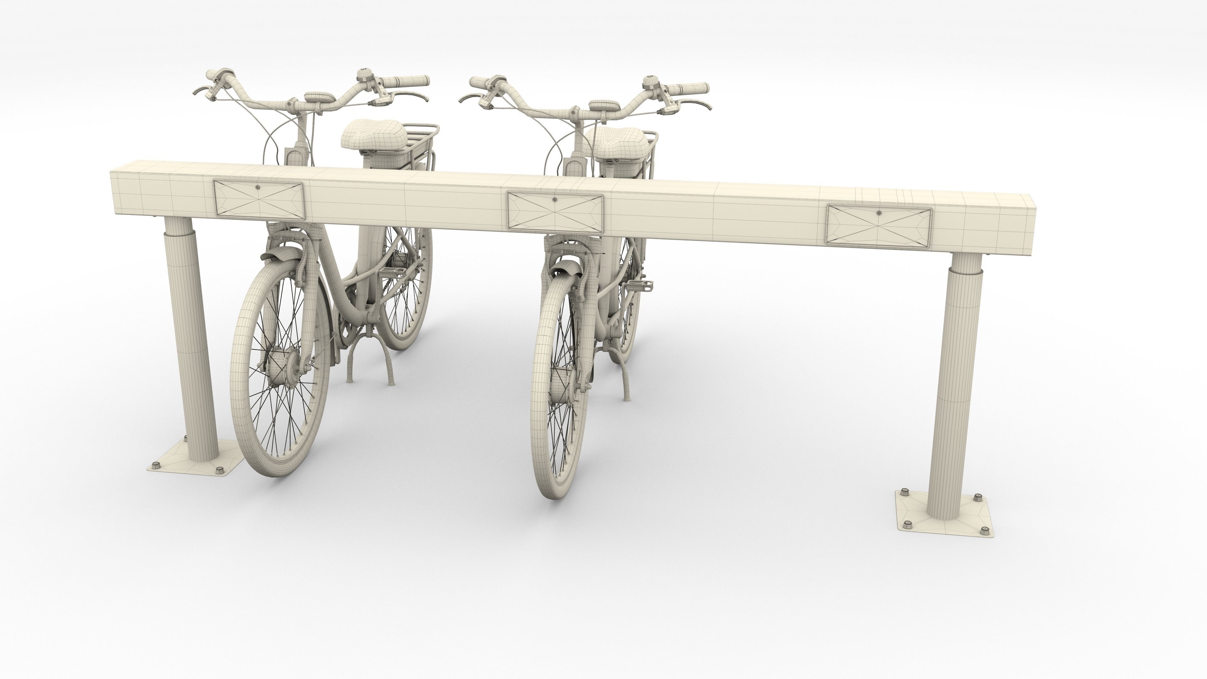 Electric City Bicycle and Station 3D model_51