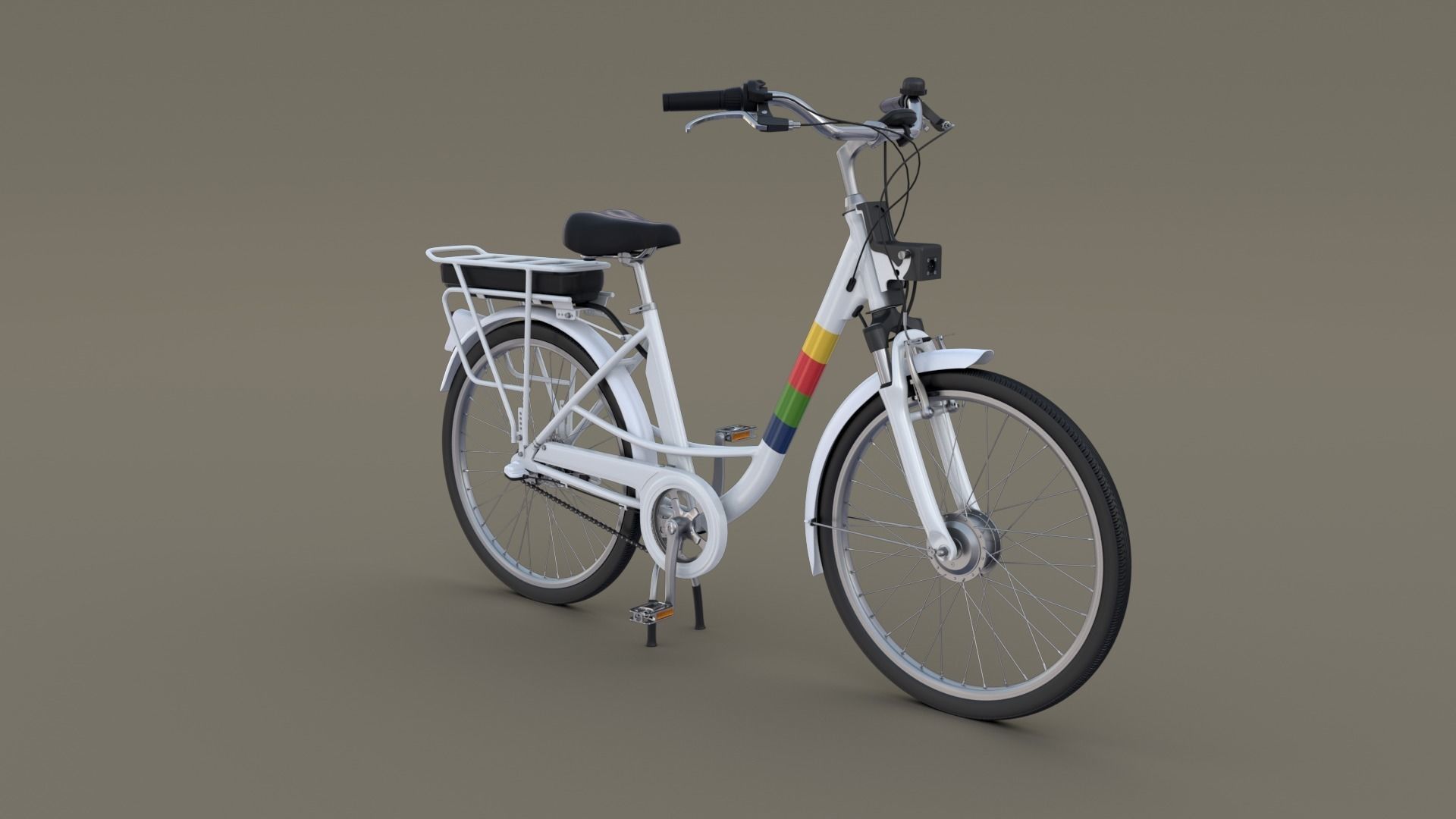 Electric City Bicycle and Station 3D model_9