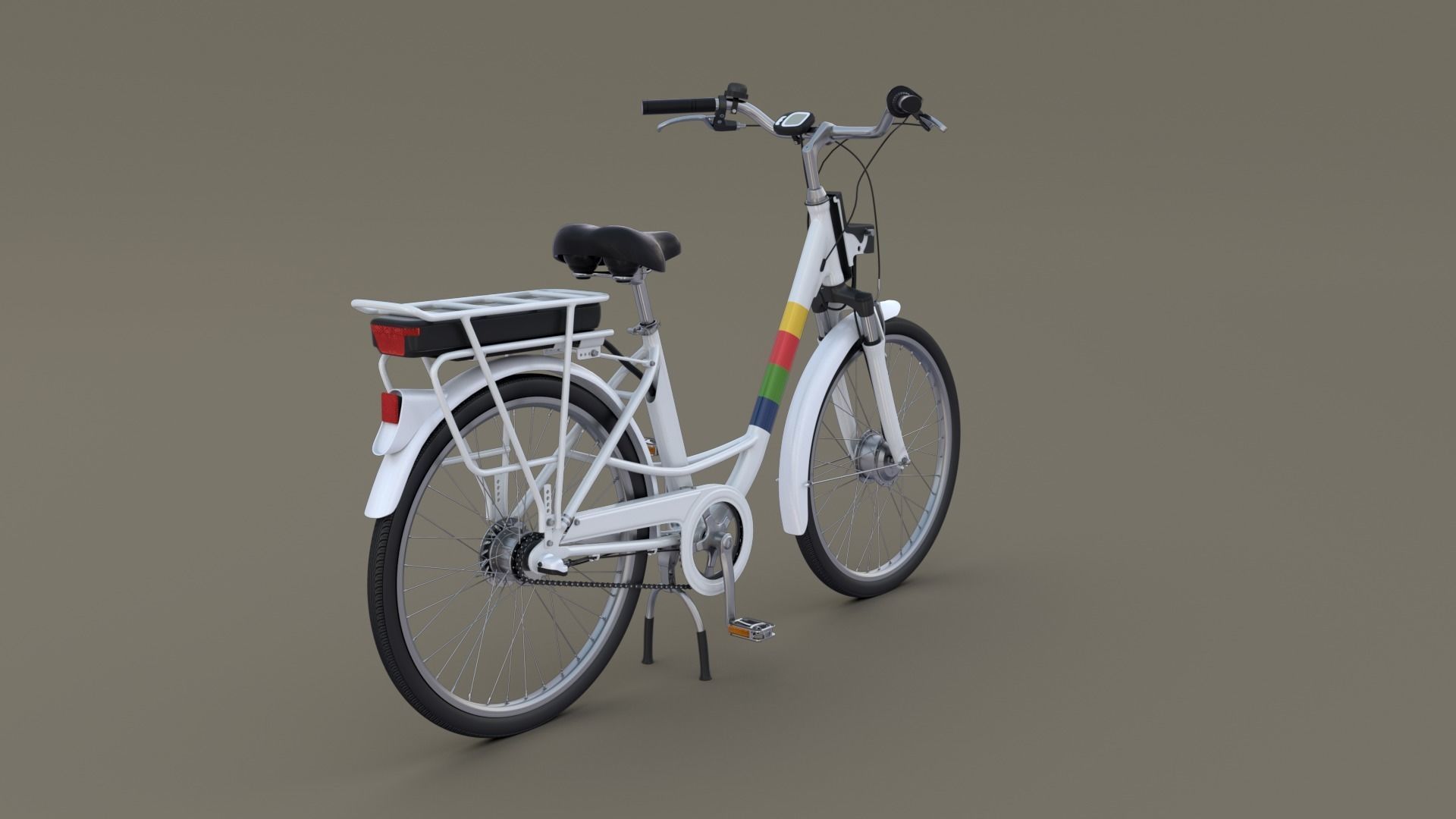 Electric City Bicycle and Station 3D model_3