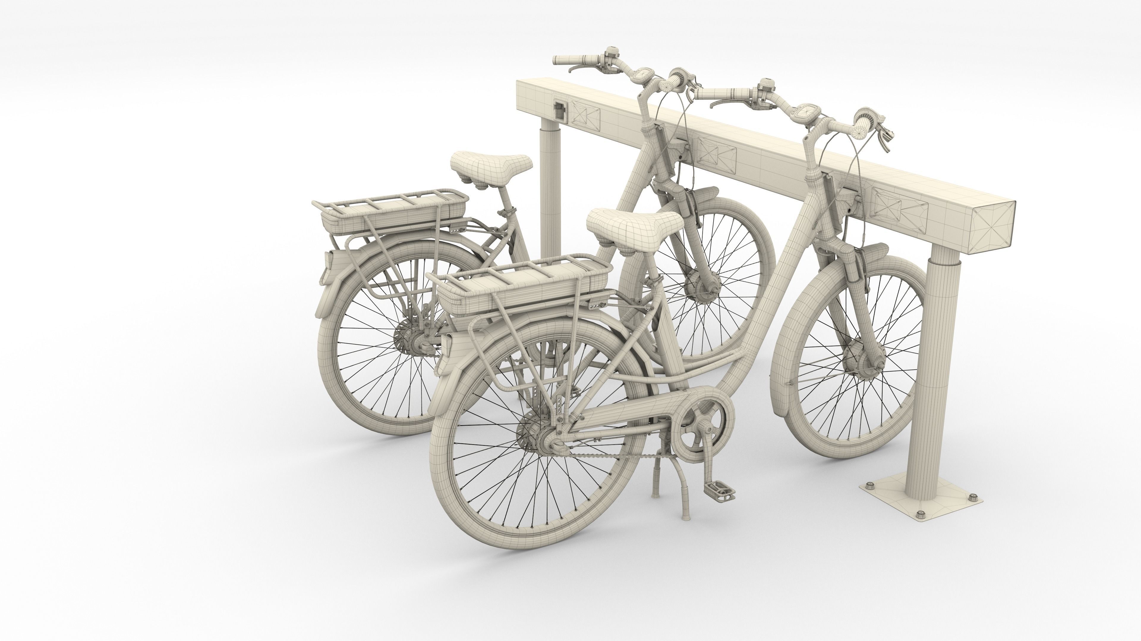 Electric City Bicycle and Station 3D model_48