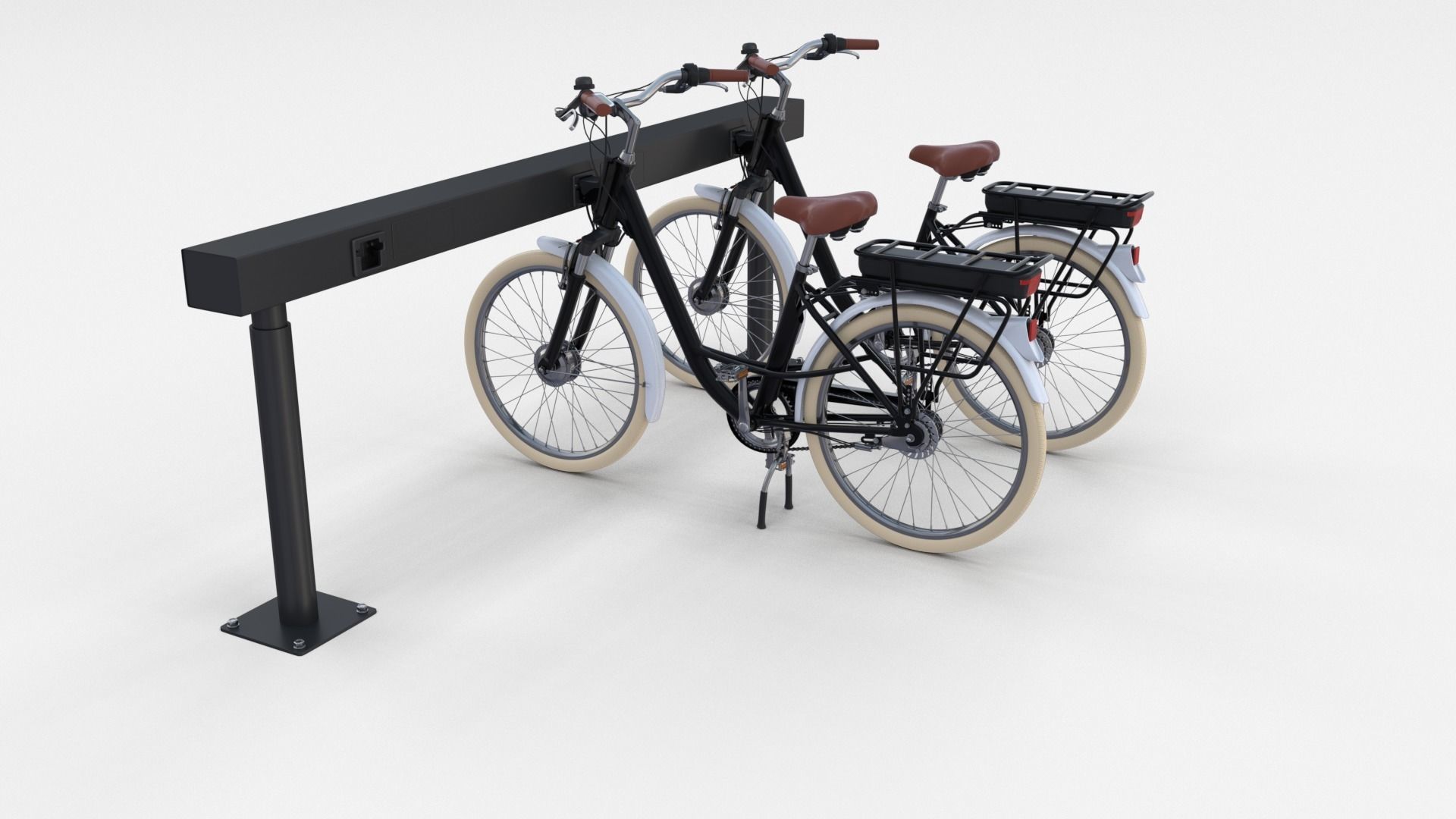 Electric City Bicycle and Station Black 3D model