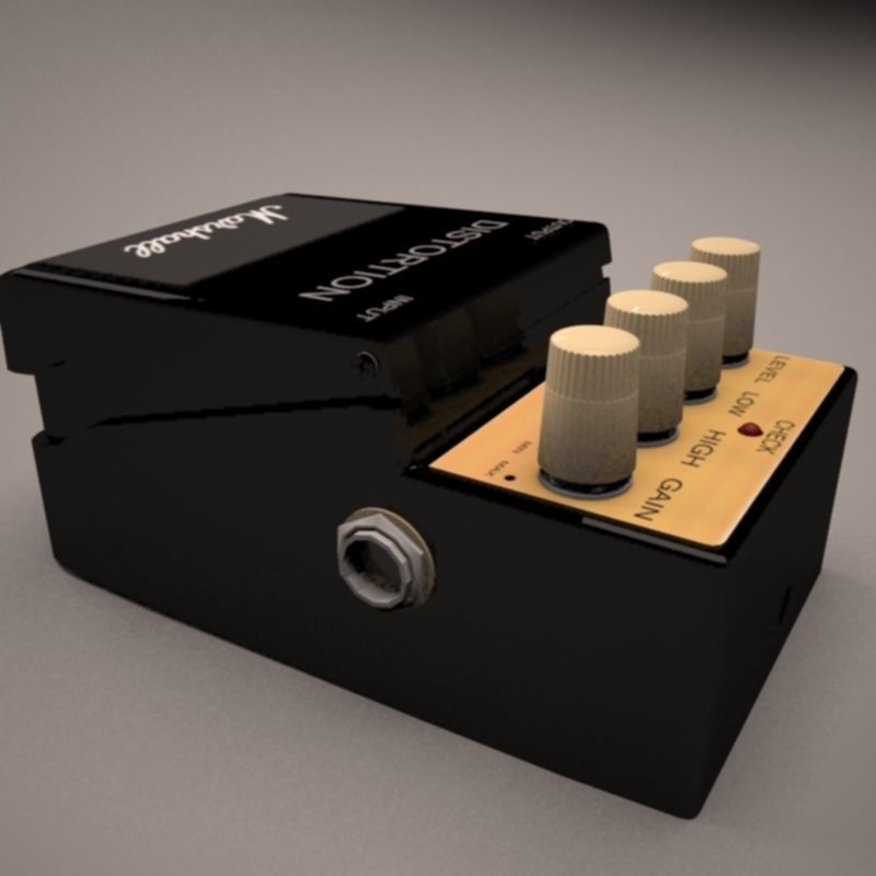 Marshall distortion pedal 3D model_1