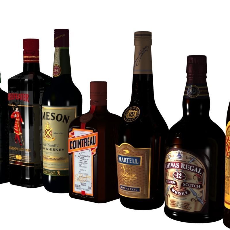 Alcohol bottles 3D model_2