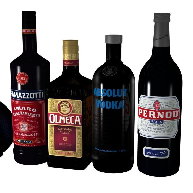 Alcohol bottles 3D model_6