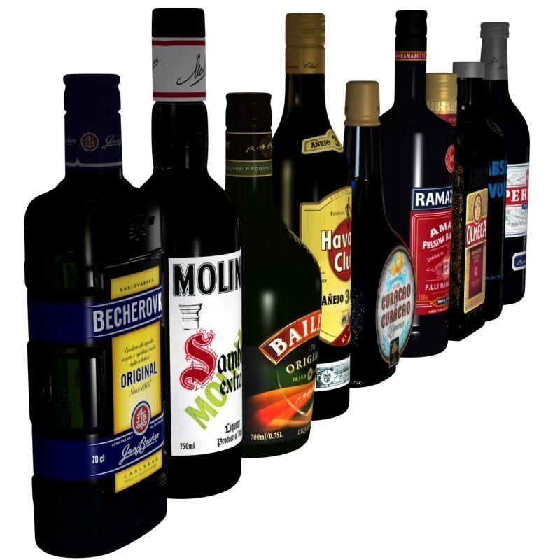Alcohol bottles 3D model_4