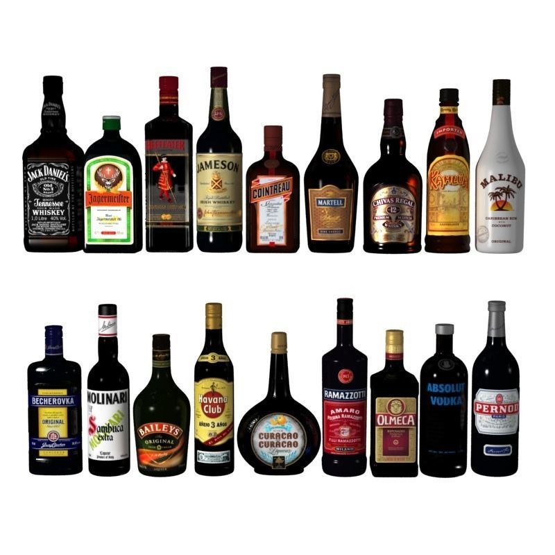 Alcohol bottles 3D model_0