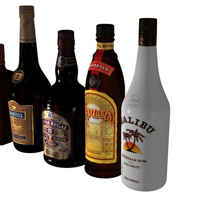 Alcohol bottles 3D model_1