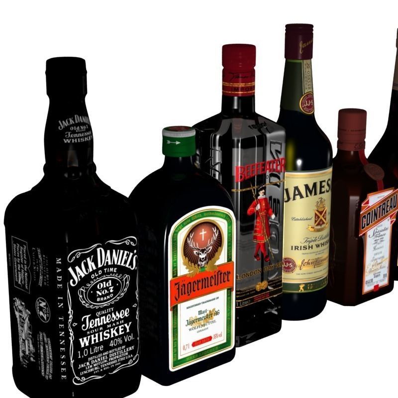 Alcohol bottles 3D model_3