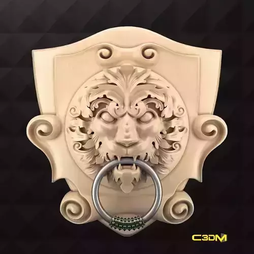 LionFace lion head door knocker 3D print model