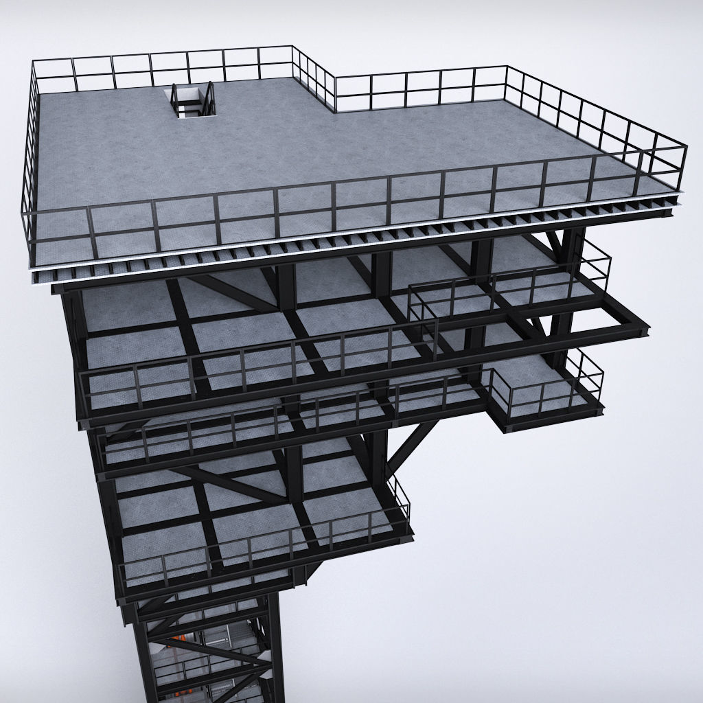 Rocket launch complex platform 3D model_4