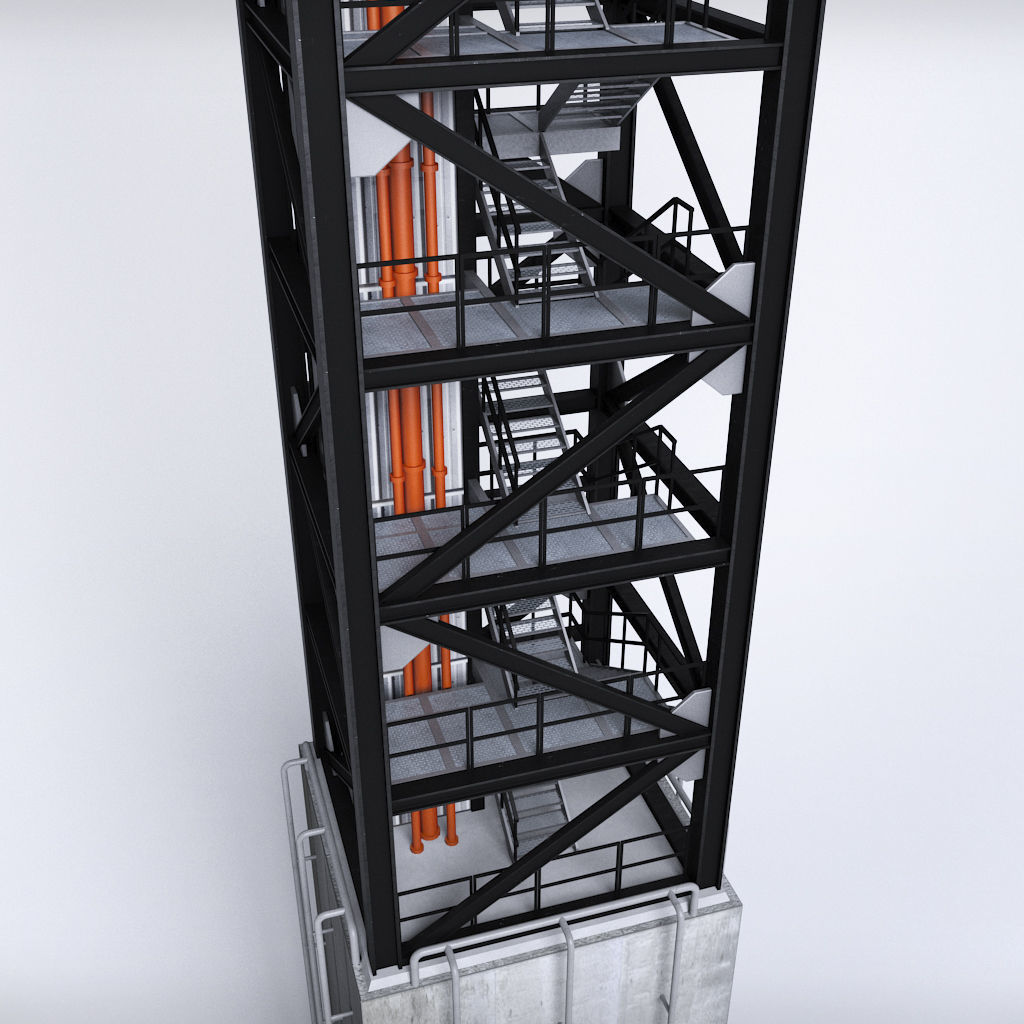 Rocket launch complex platform 3D model_3