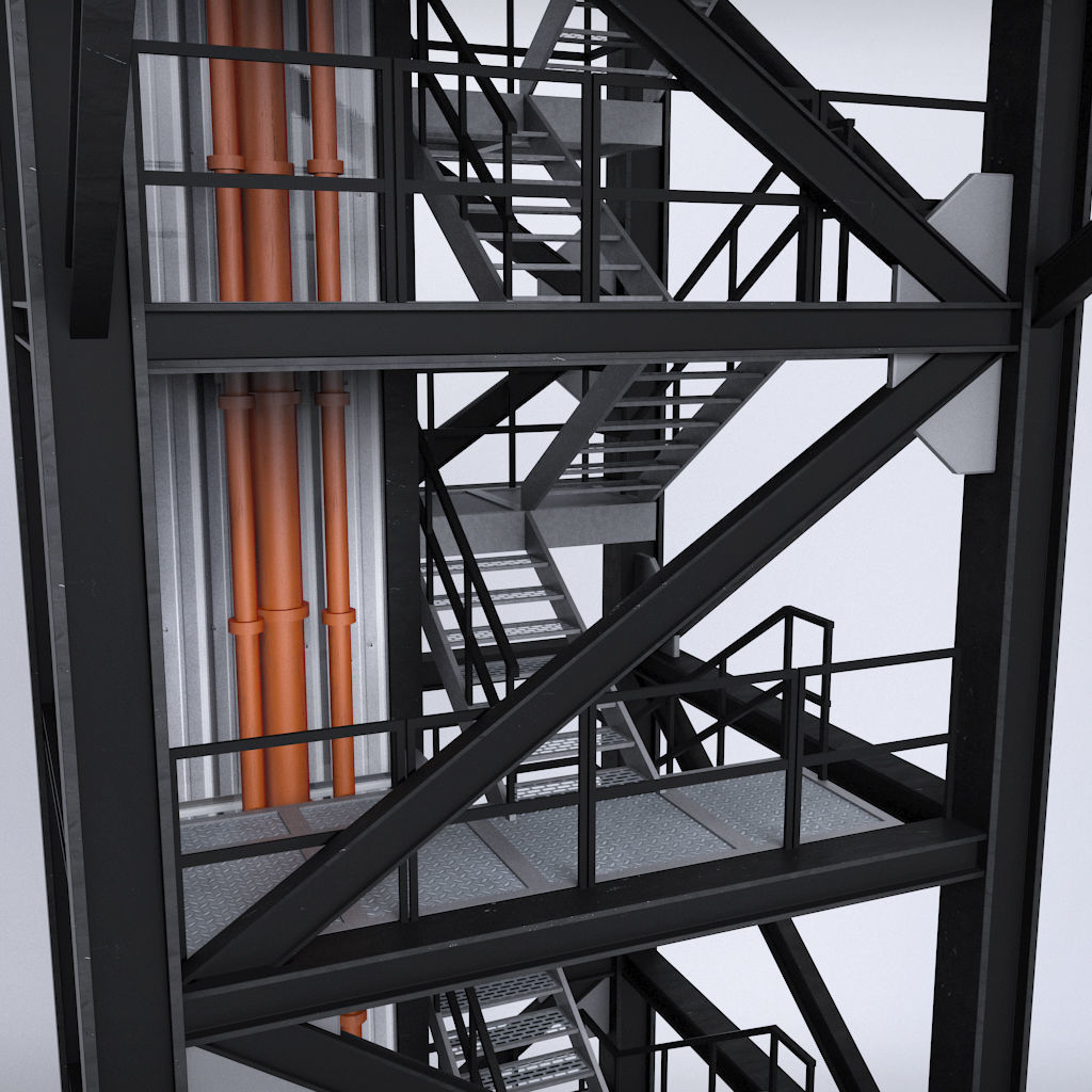 Rocket launch complex platform 3D model_8