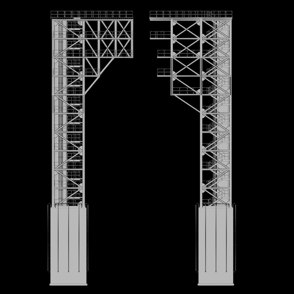 Rocket launch complex platform 3D model_11