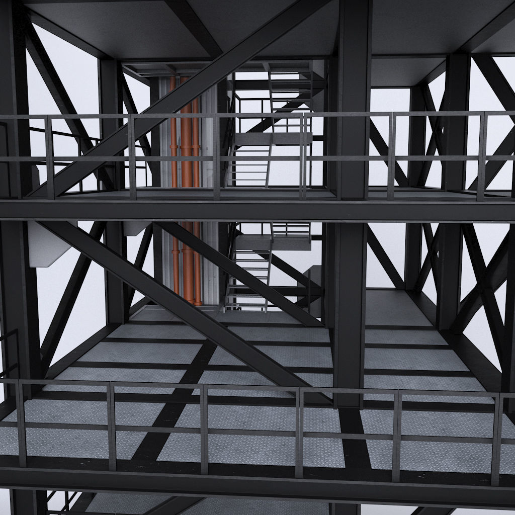 Rocket launch complex platform 3D model_9