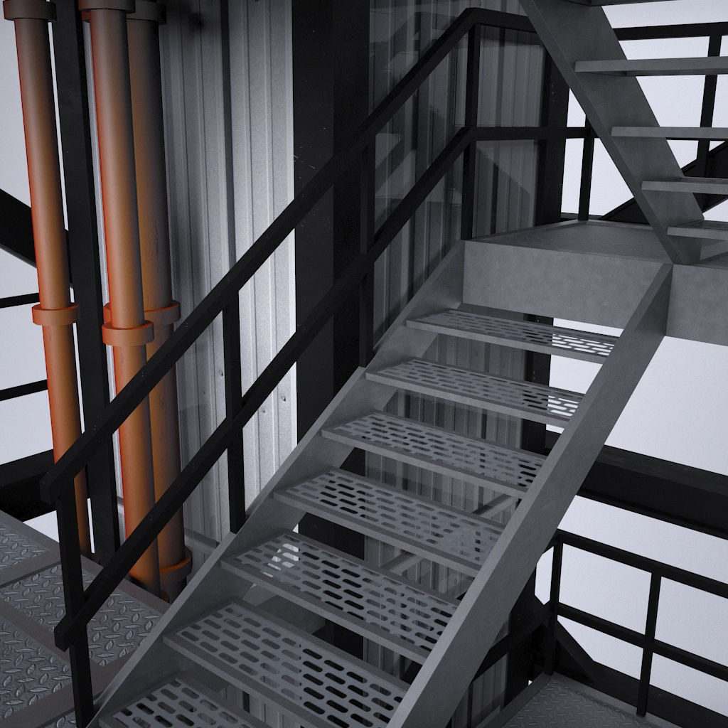 Rocket launch complex platform 3D model_10