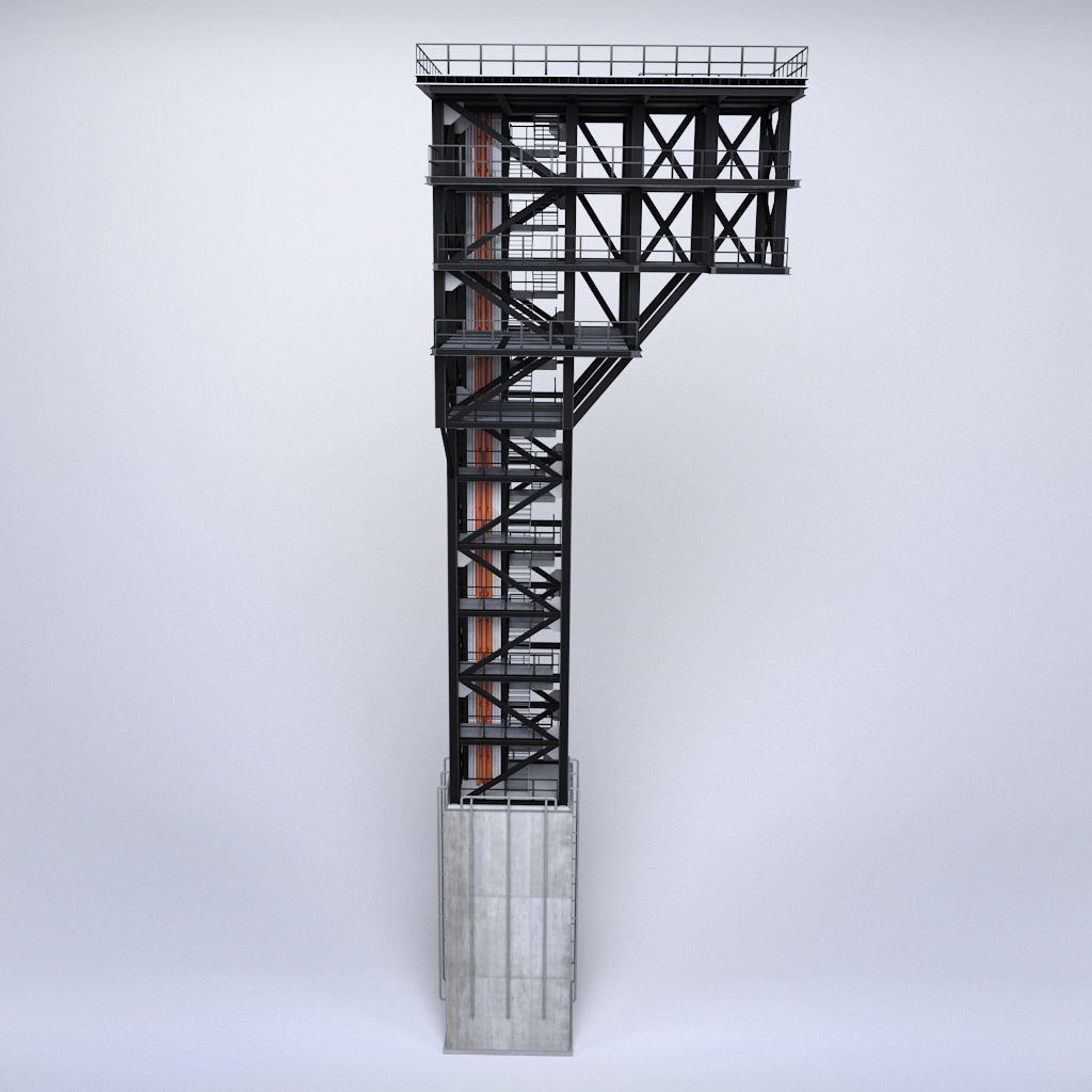 Rocket launch complex platform 3D model_7