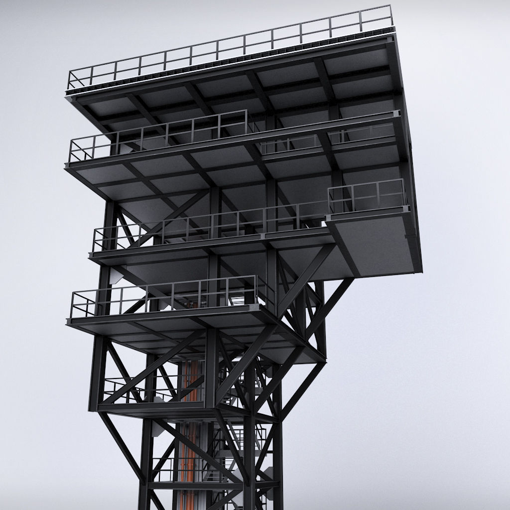 Rocket launch complex platform 3D model_2