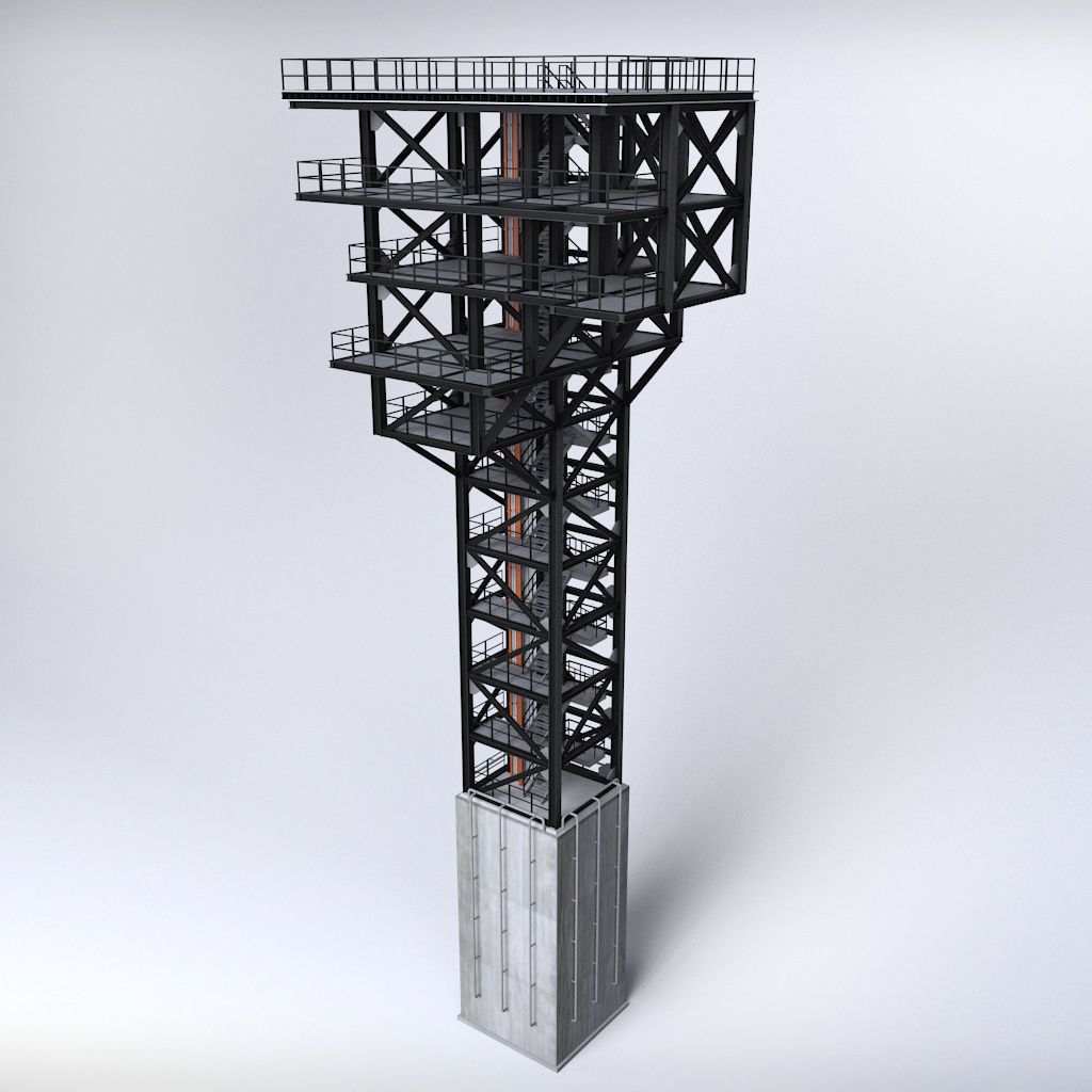Rocket launch complex platform 3D model_6