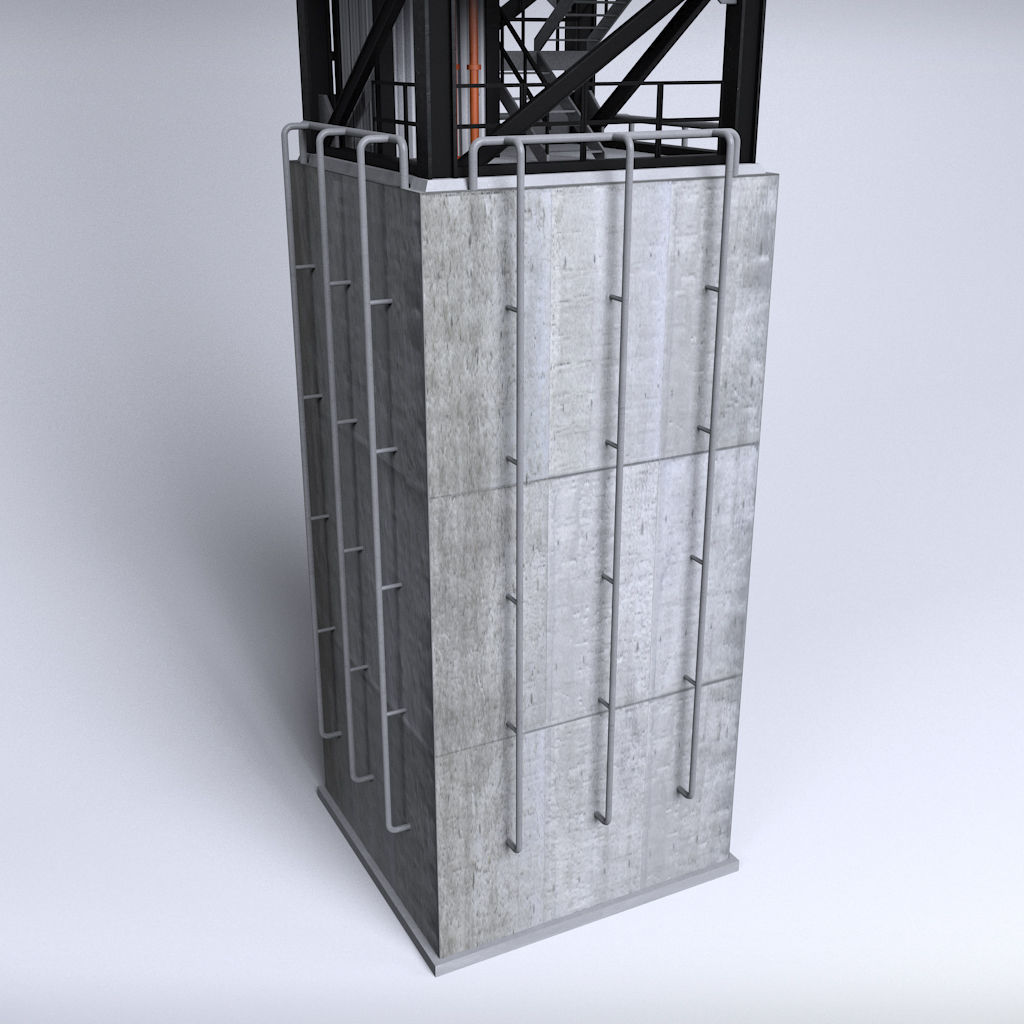 Rocket launch complex platform 3D model_1