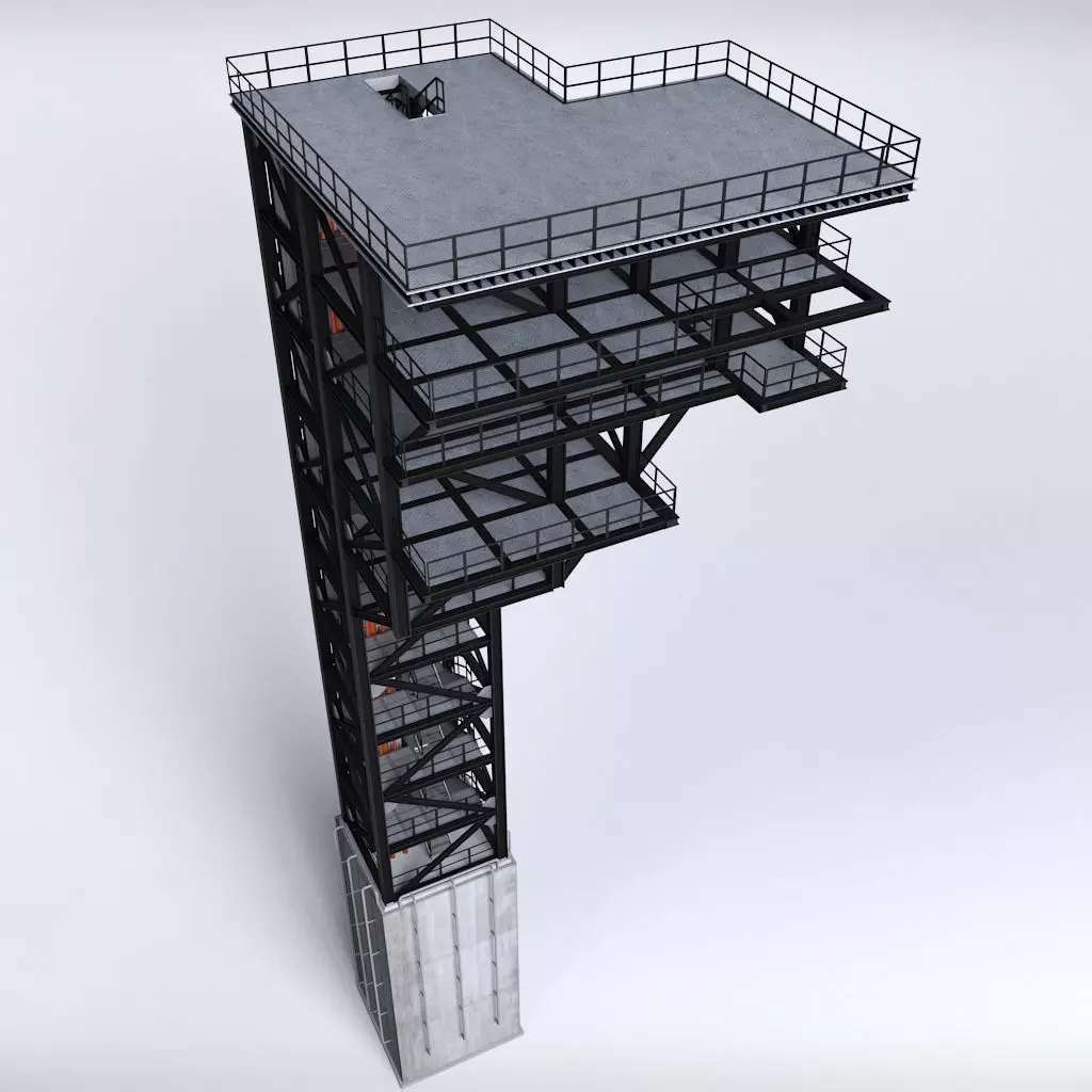 Rocket launch complex platform 3D model_0