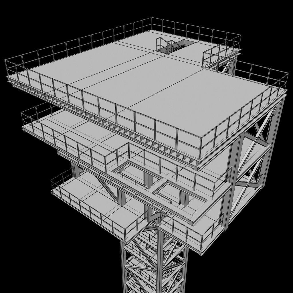 Rocket launch complex platform 3D model_12