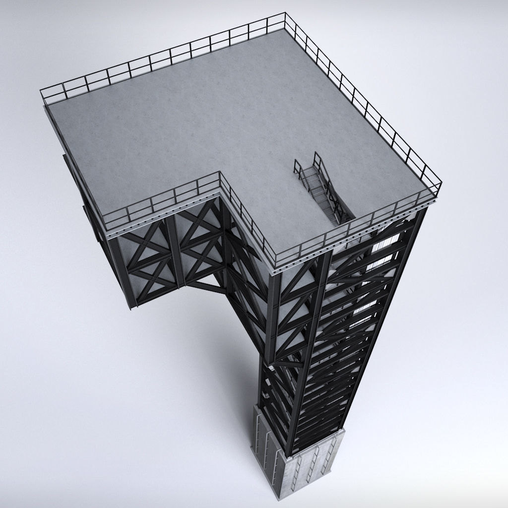 Rocket launch complex platform 3D model_5