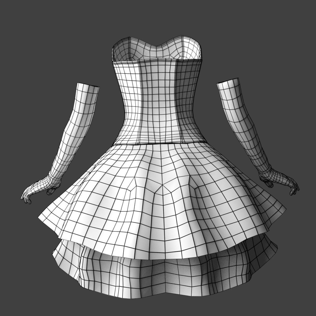 Corset Dress Low-poly 3D model_8