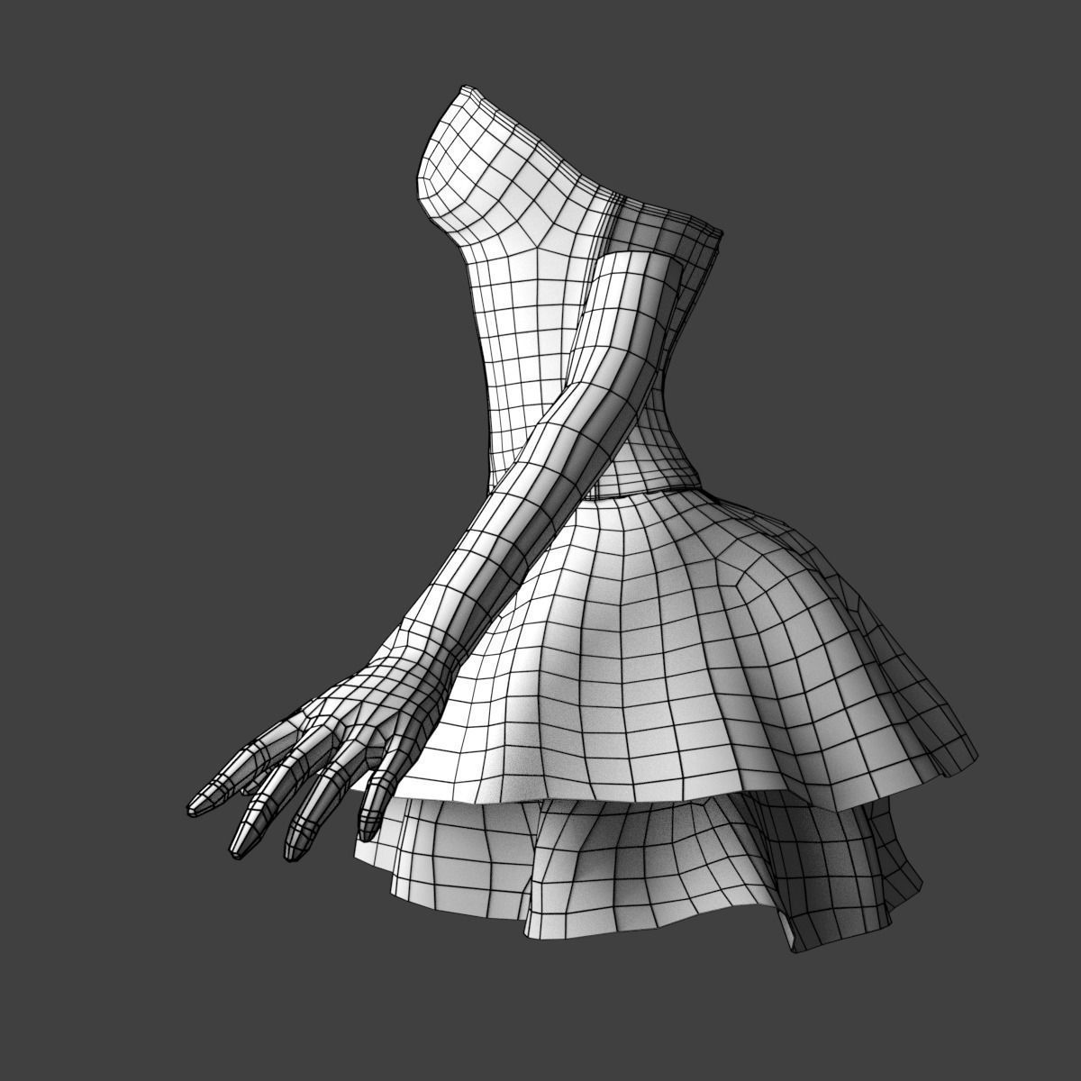 Corset Dress Low-poly 3D model_7