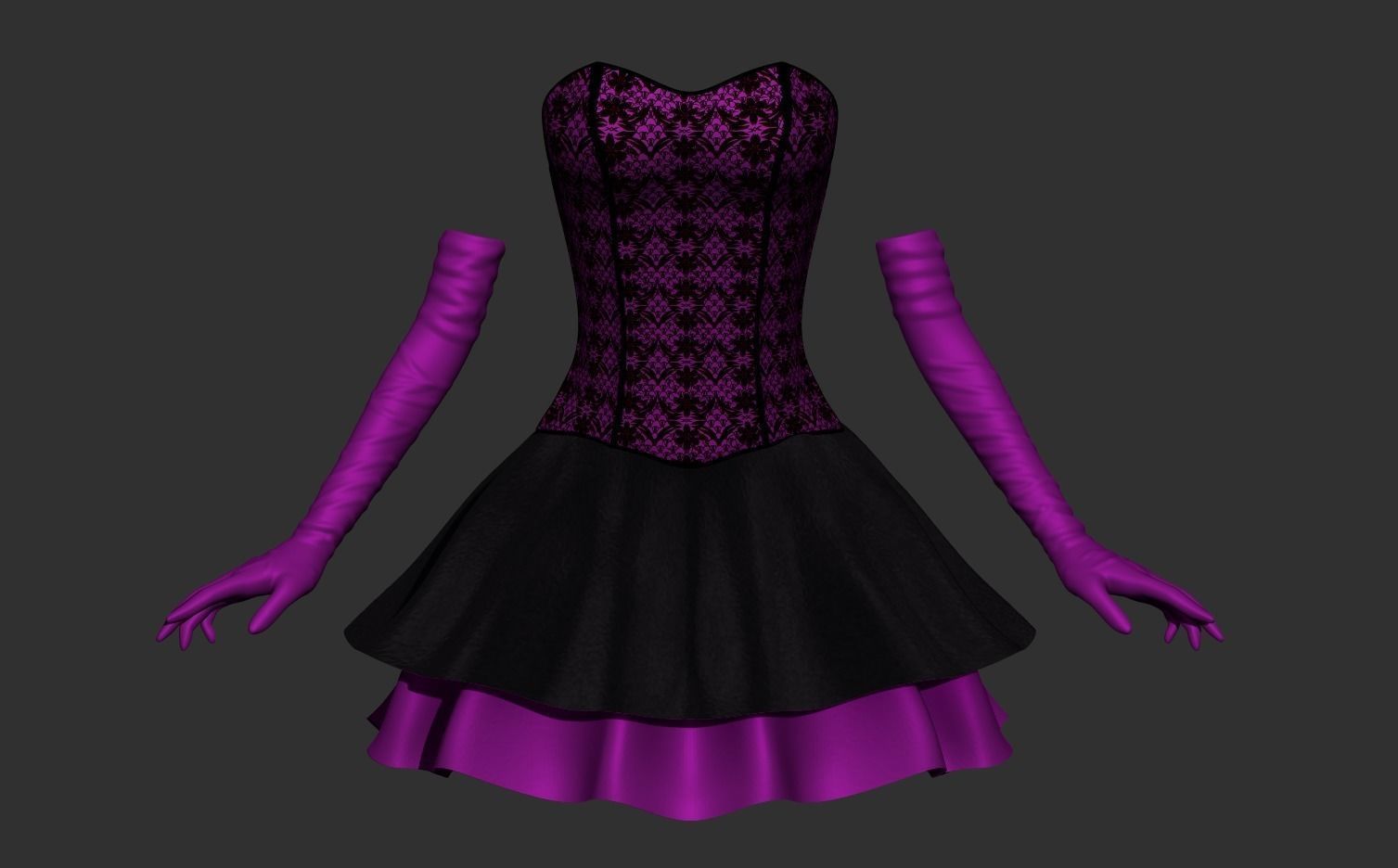 Corset Dress Low-poly 3D model_1