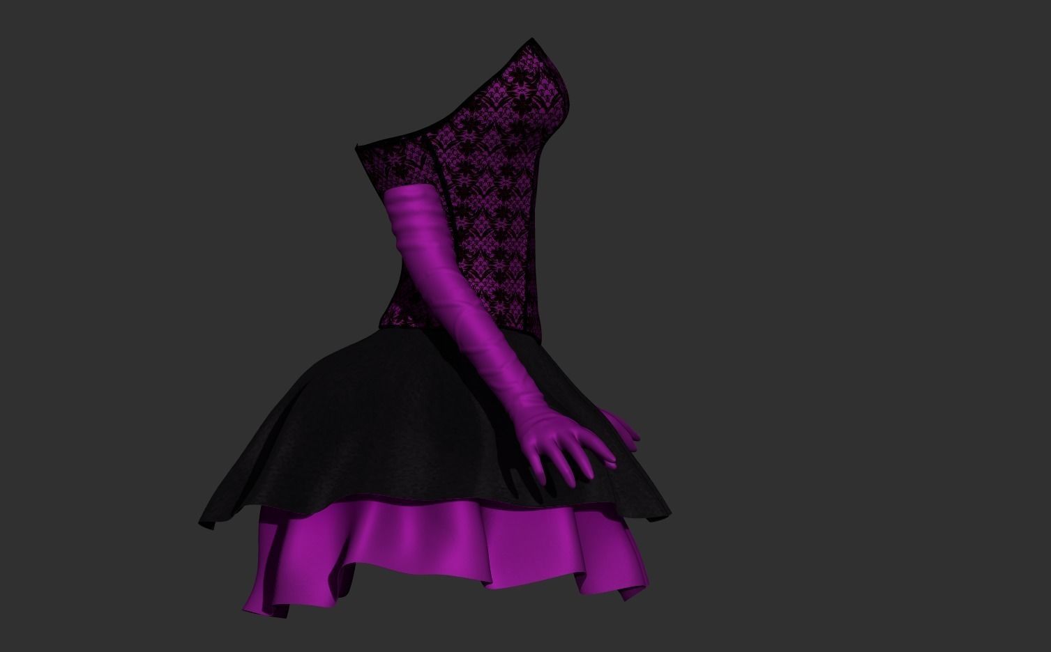 Corset Dress Low-poly 3D model_4