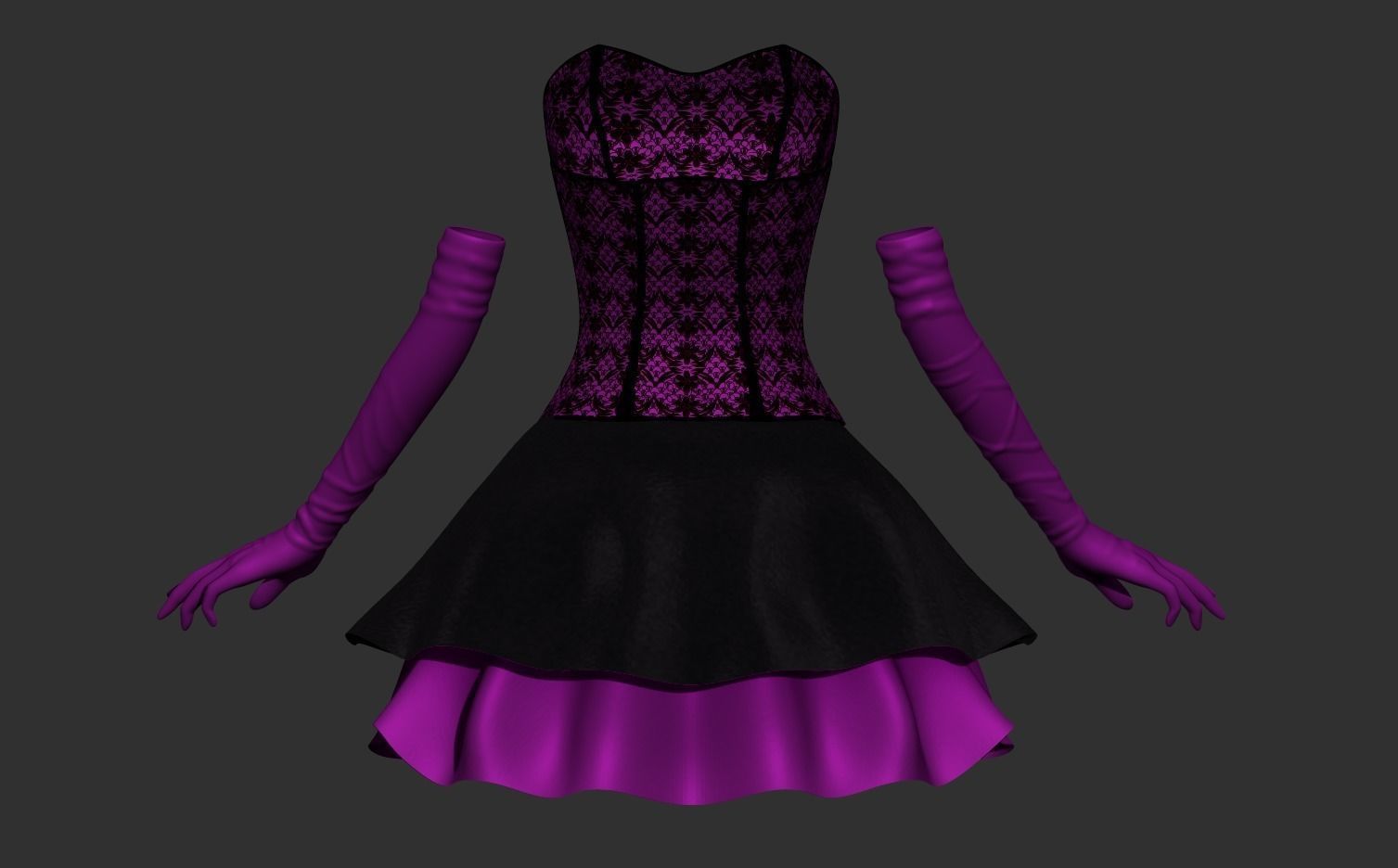 Corset Dress Low-poly 3D model_3