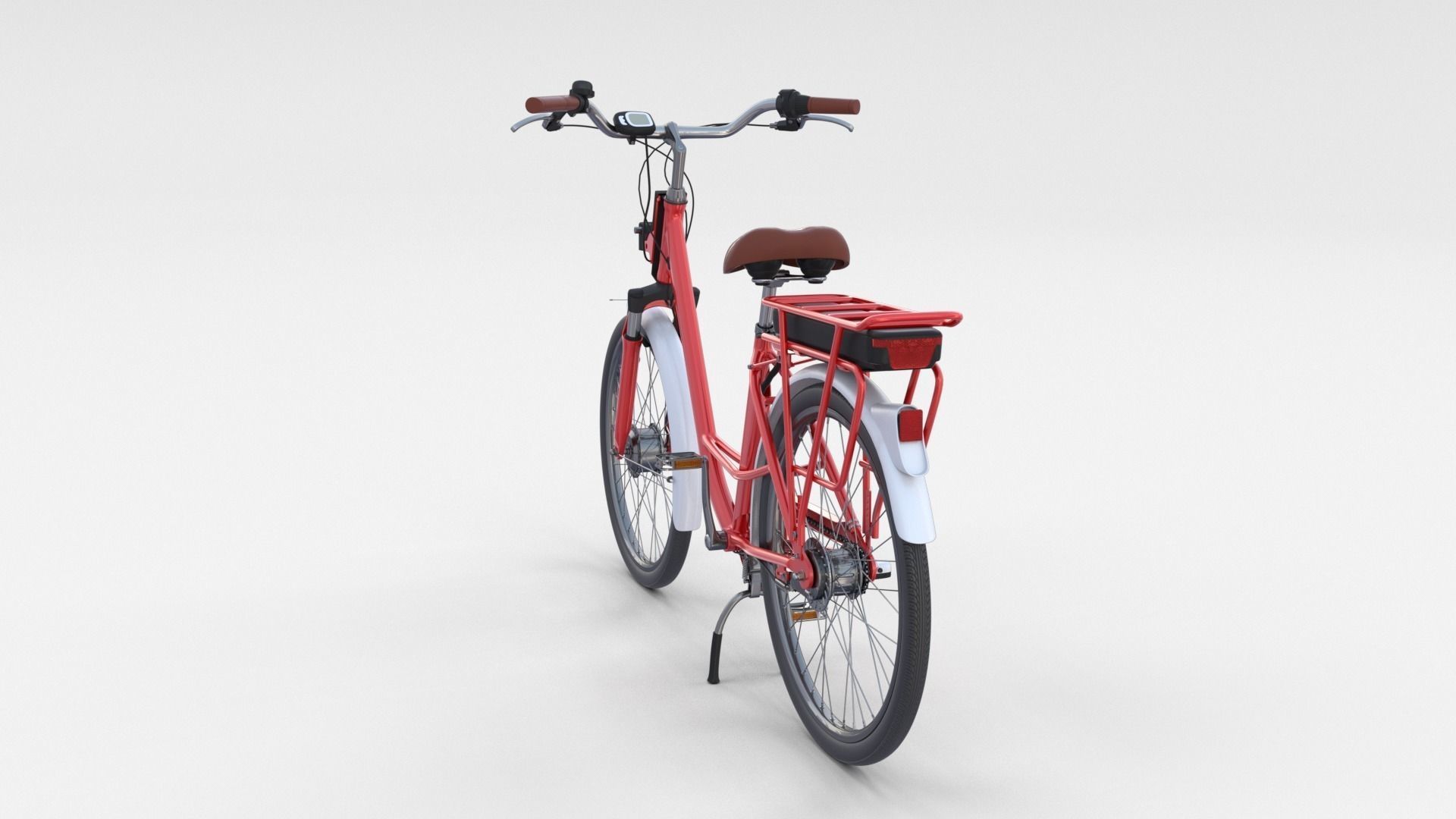 Electric City Bicycle and Station Red 3D model_2