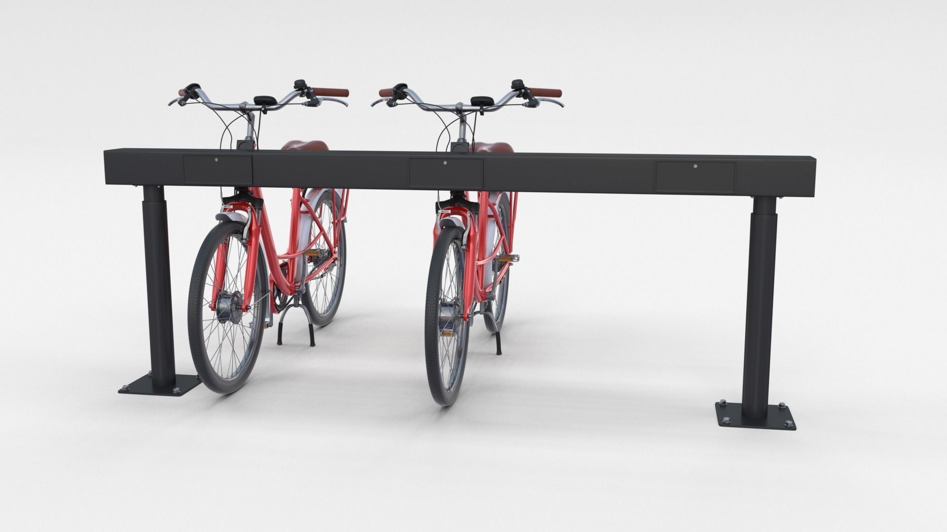 Electric City Bicycle and Station Red 3D model_15