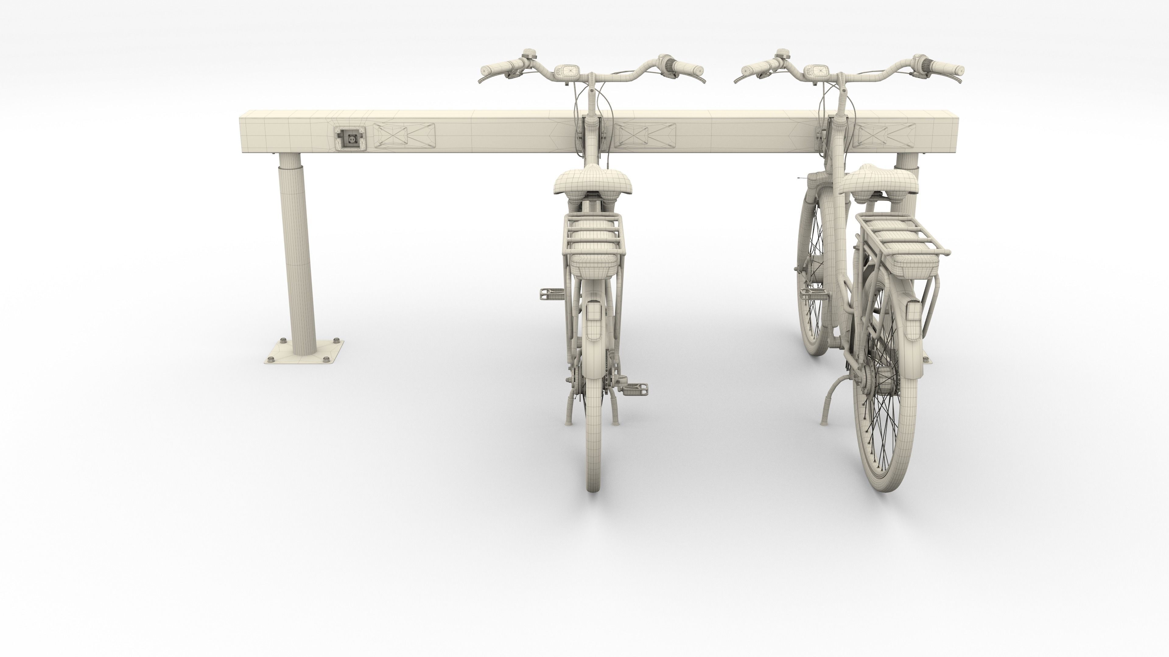 Electric City Bicycle and Station Red 3D model_31