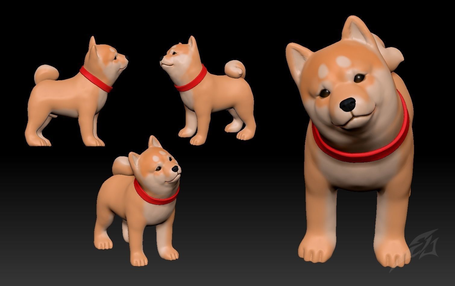 Shiba inu STL and VRML 3D print model_1