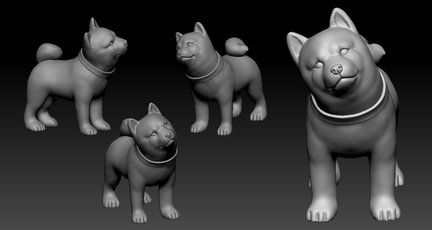 Shiba inu STL and VRML 3D print model_2