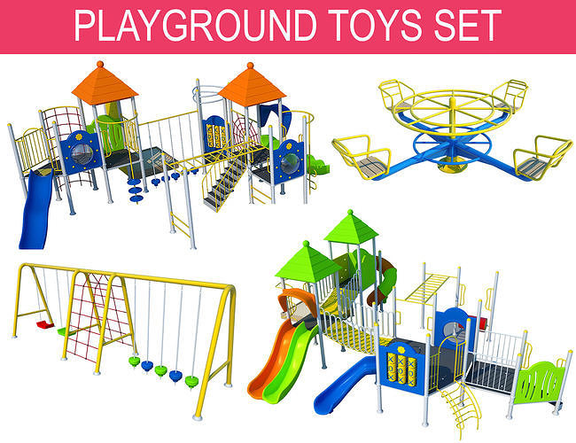 Playground Set amusement park ride with seat 3D model