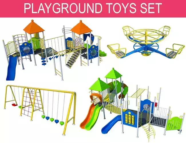 Playground Set amusement park ride with seat 3D model