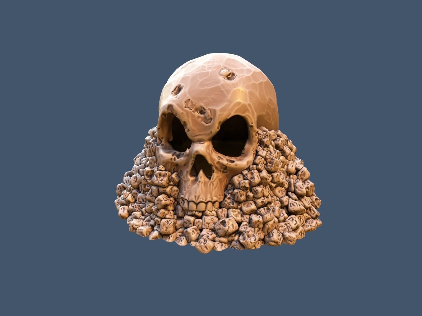 Skull on Rocks 3D print model