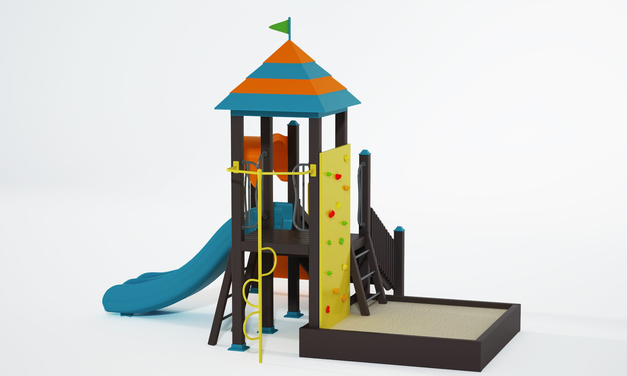 playground slide 3D model_2