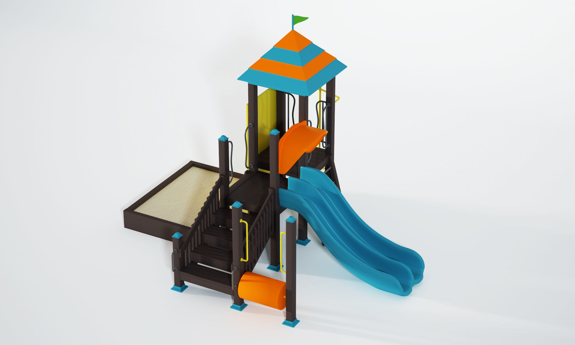 playground slide 3D model_6