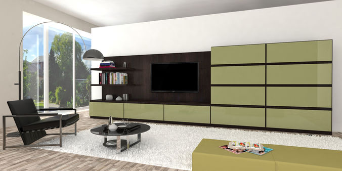 Living room interior tv stand 3D model