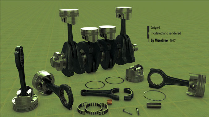 Pistons  crankshaft set 3D model