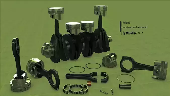 Pistons  crankshaft set 3D model