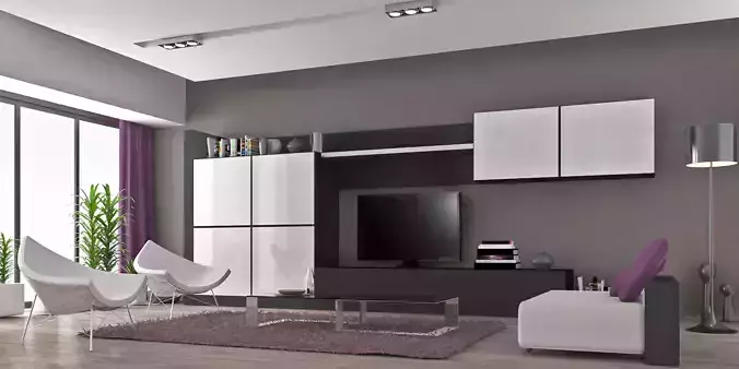 Living room interior tv stand