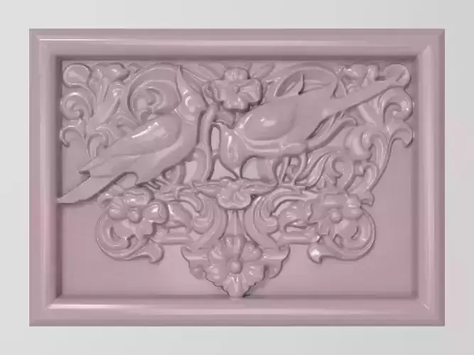 Cockatoo parrots couple base relief for CNC 