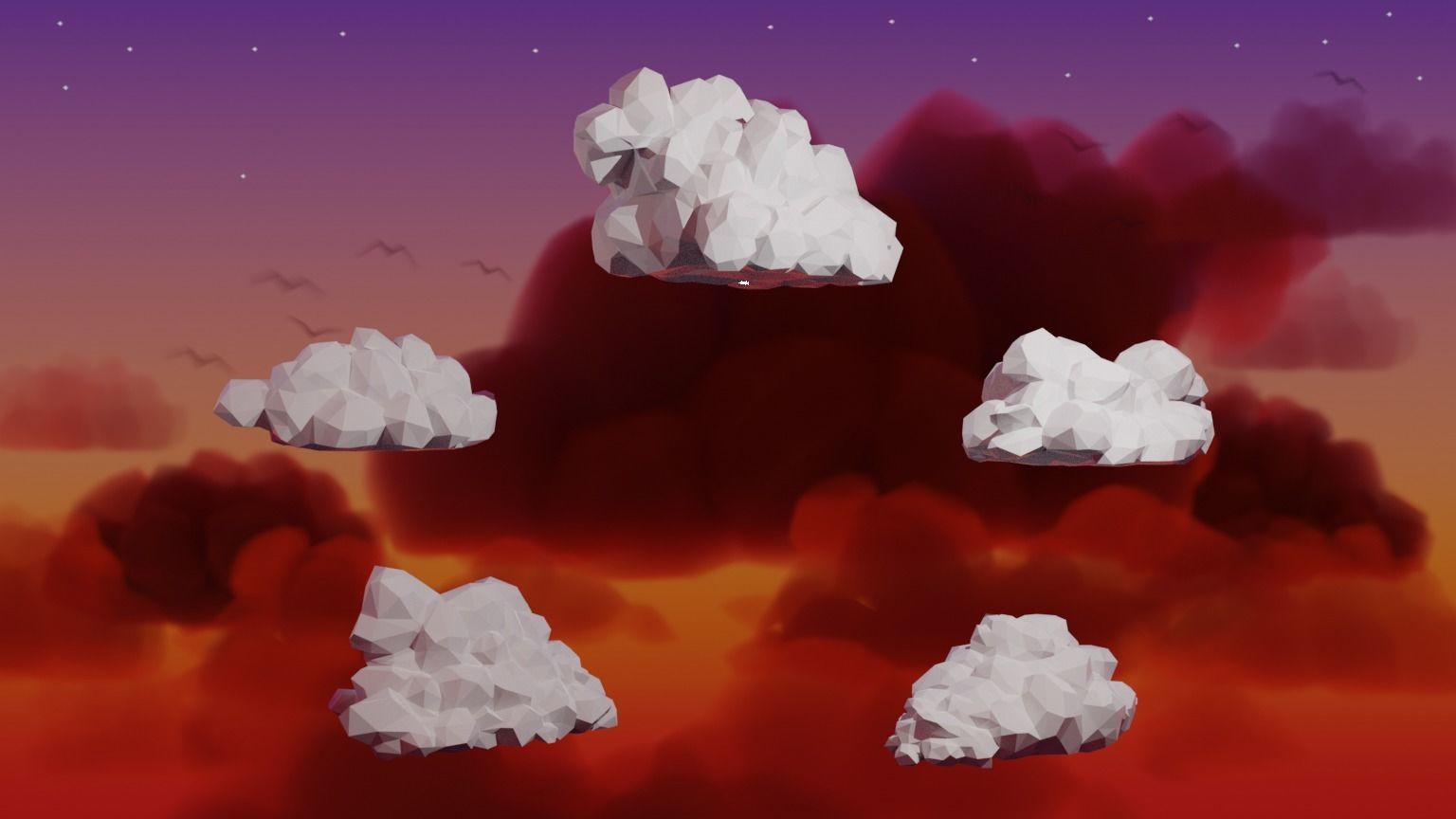 Low Poly Cumulus Clouds Pack 2 3D model_10