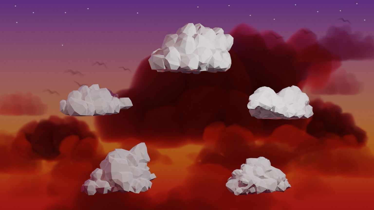 Low Poly Cumulus Clouds Pack 2 3D model_6