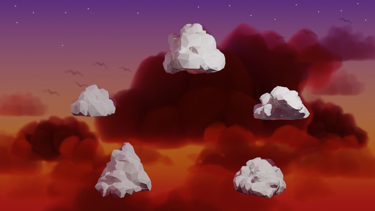 Low Poly Cumulus Clouds Pack 2 3D model_11
