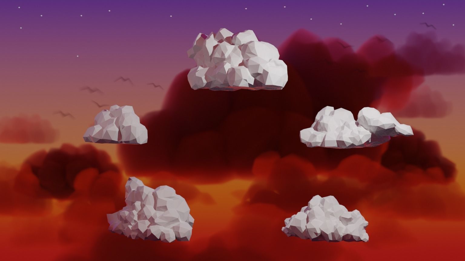 Low Poly Cumulus Clouds Pack 2 3D model_8